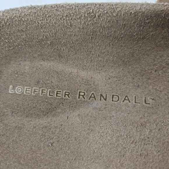 Loeffler Randal Sandals Womens 9 Slip On Cork Cream Snake Print Silver Leather - Picture 10 of 13